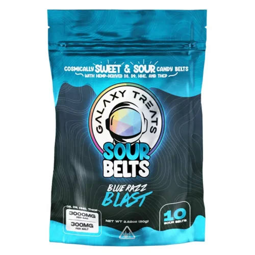 Blue Razz Blast Galaxy Treats Sour Belts Gummies 3000mg