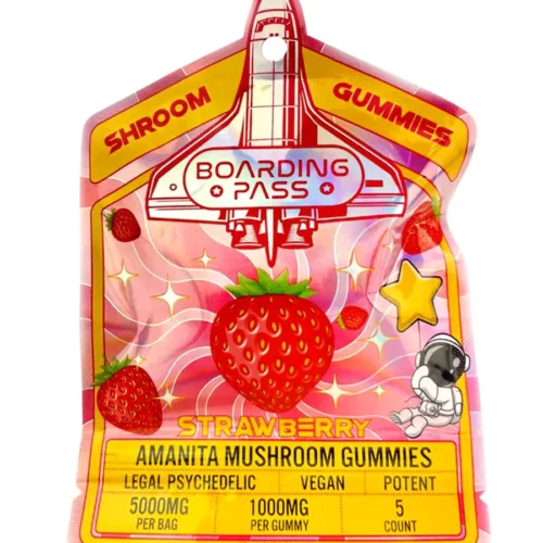 Strawberry Boarding Pass Amanita Shroom Gummies 1000mg